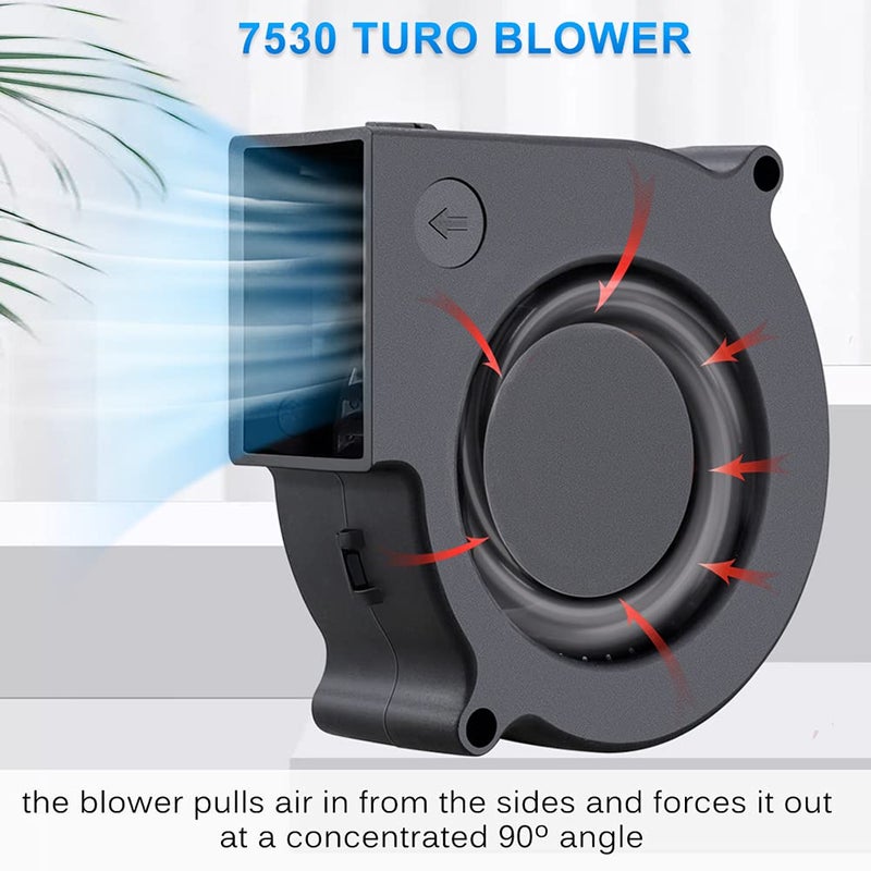 GDSTIME 75mm x 30mm 7530 DC 12 Volt Brushless Turbo Blower Cooling Fan 2Pin - Image 3